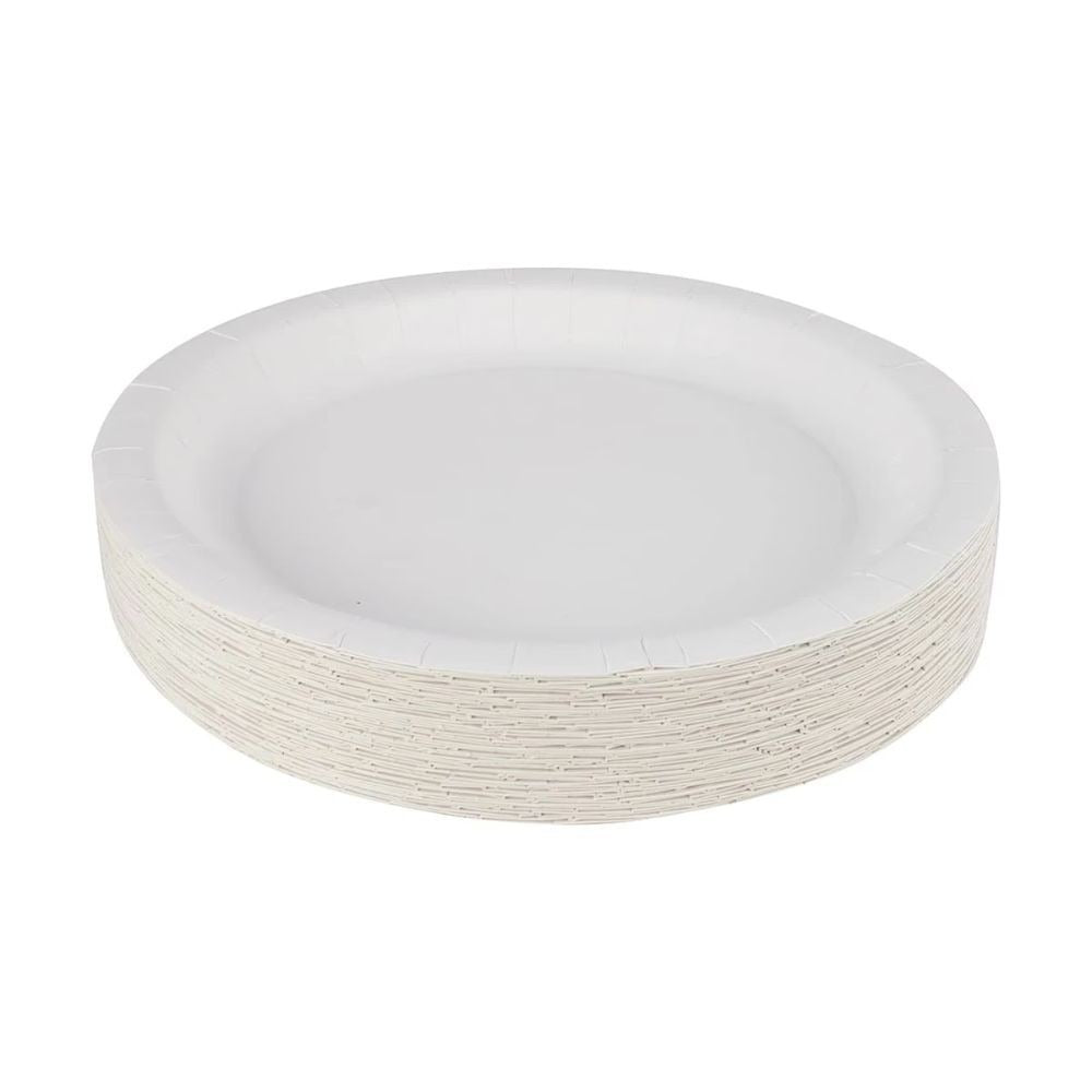 NEW 50 Piece White Round Paper Plates Serve Snacks and Meals Ideal for Parties