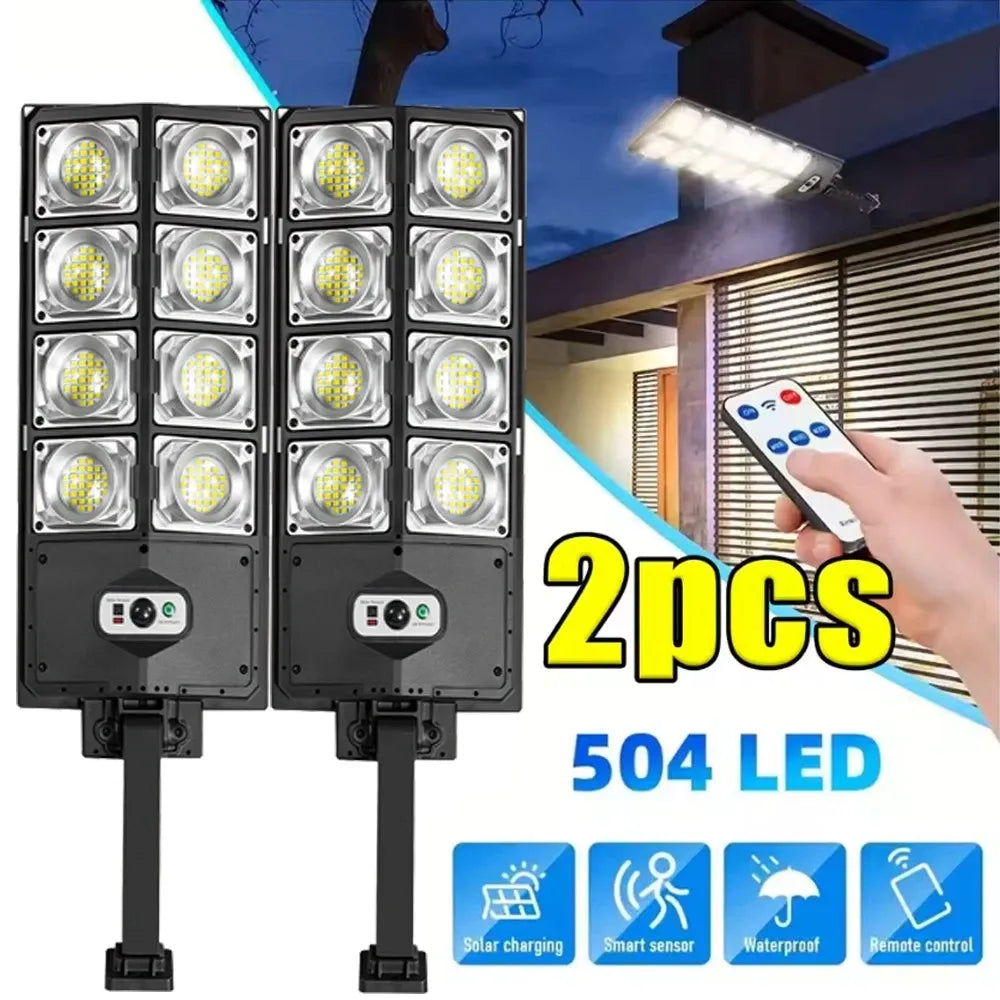 504 LED Solar Wall Lamp Outdoor Motion Sensor Super Bright Light for Yard Garden
