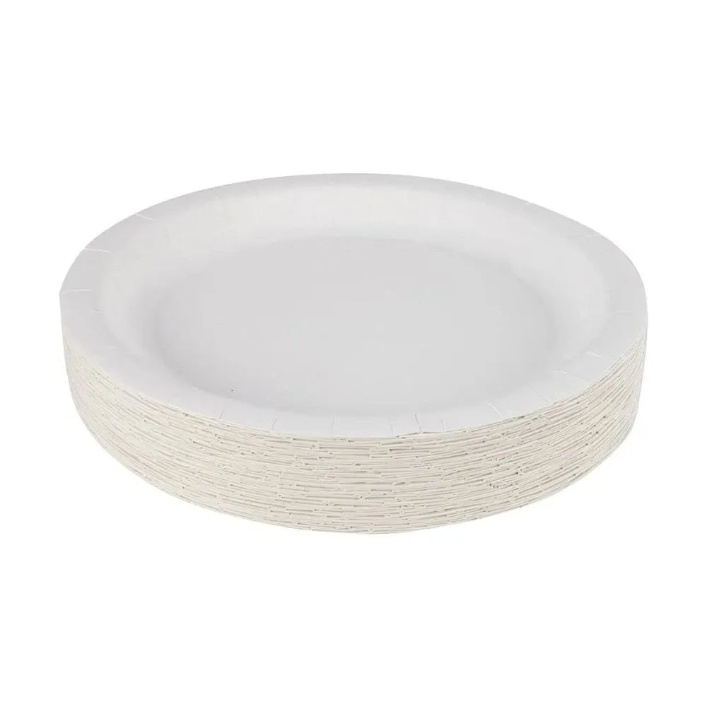 NEW 50 Piece White Round Paper Plates Serve Snacks and Meals Ideal for Parties