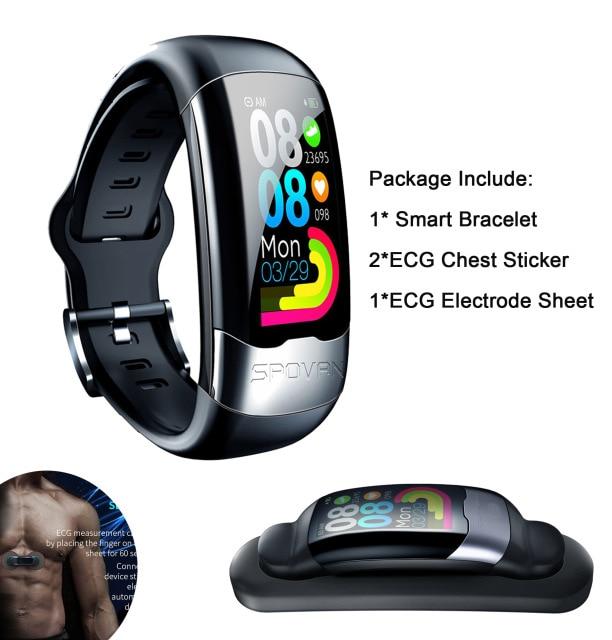 ECG PPG Smart Sports Fitness Activity Tracker Watch Pedometer With Blood Pressure Blood Oxygen Body Temperature Heart Rate Sleep Monitoring Tracker Band Bracelet