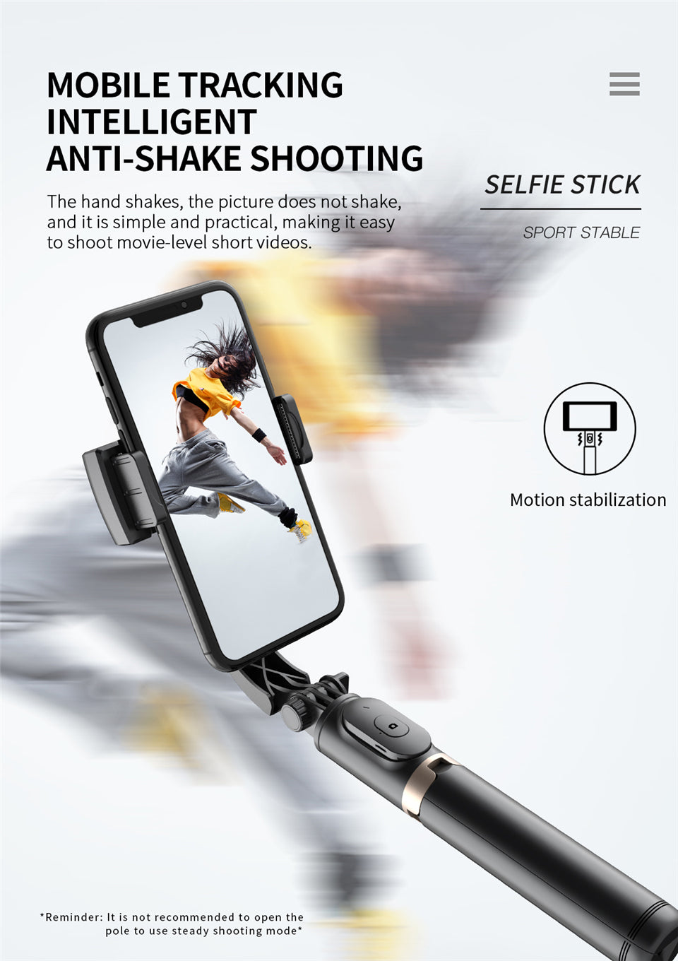 Handheld Foldable Wireless Gimbal Stabilizer Ultimate Smartphone Photography Companion With Anti-Shake Selfie Stick, Bluetooth Remote Control Tripod for Iphone And Andriod