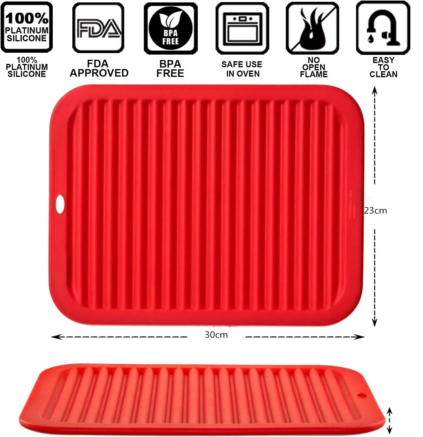 Soft Silicone Water Resistant Heat Insulation Mat Pot Holder Set, 9"x12"