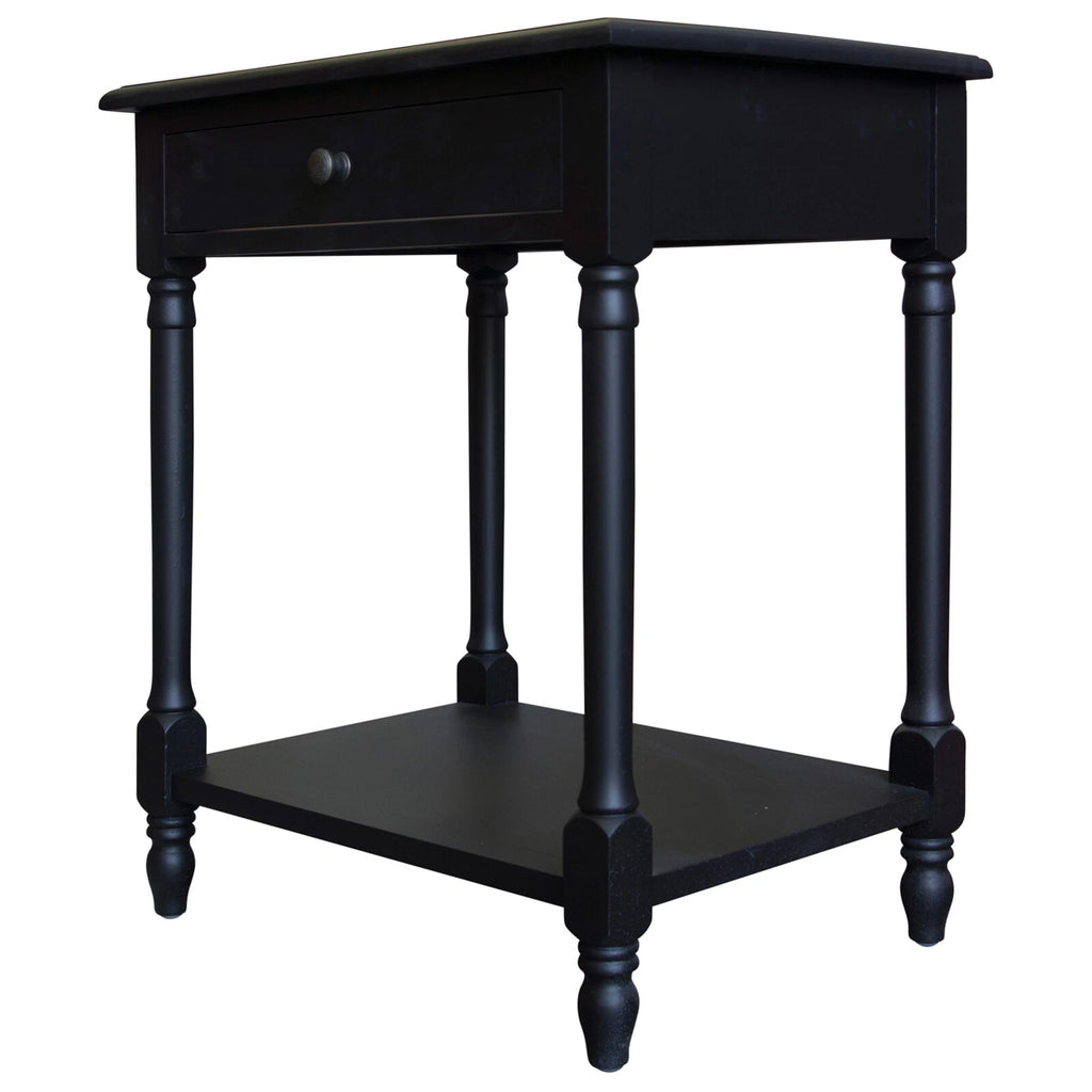 French Provincial Country Bedside Lamp Table Nightstand in Black
