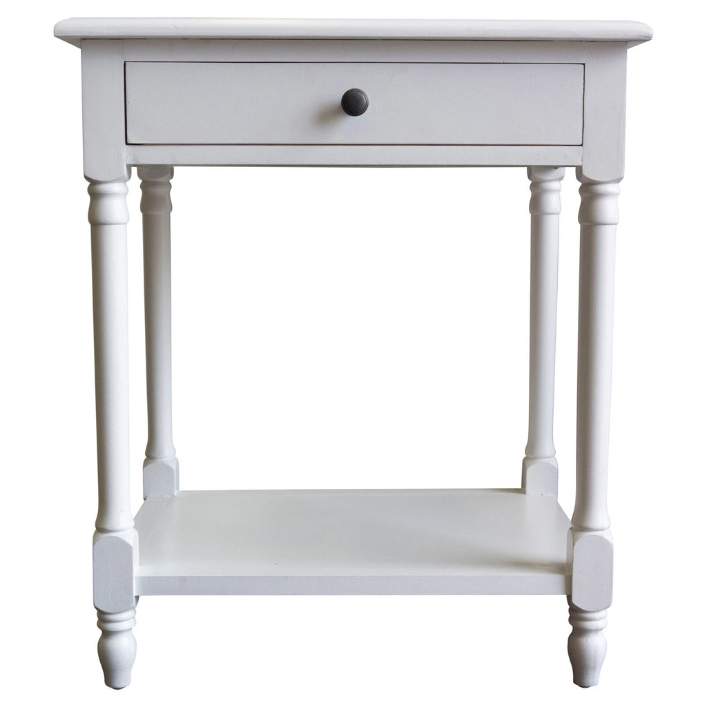 French Provincial Bedside Lamp Table Nightstand in White