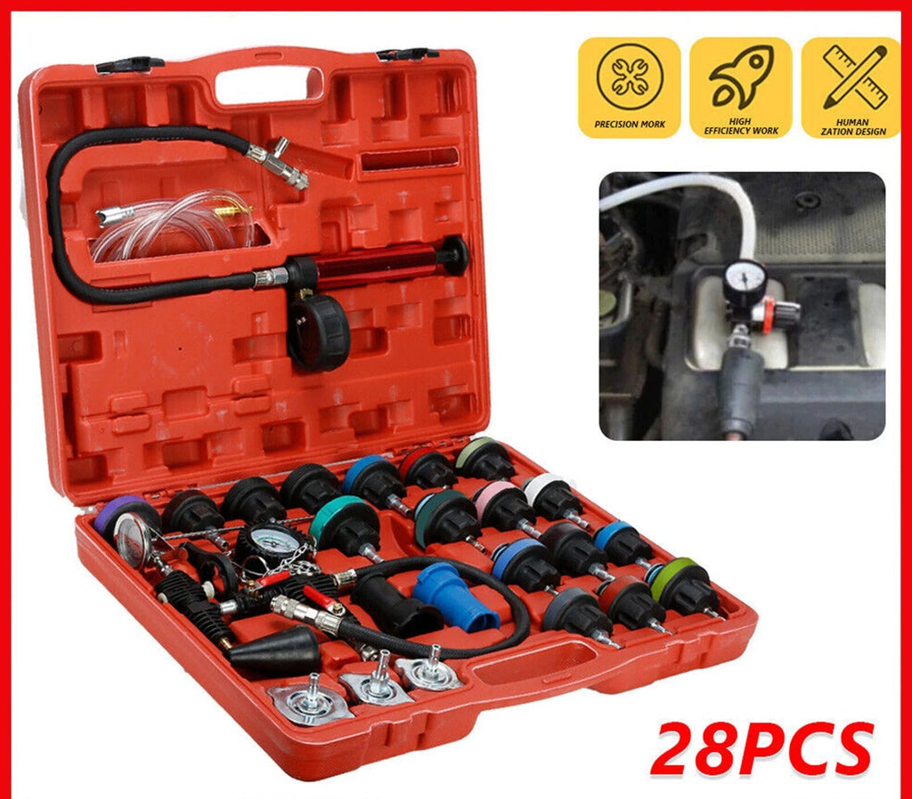 28Pcs Universal Radiator Pressure Tester Vacuum Type Cooling System Refill Kit