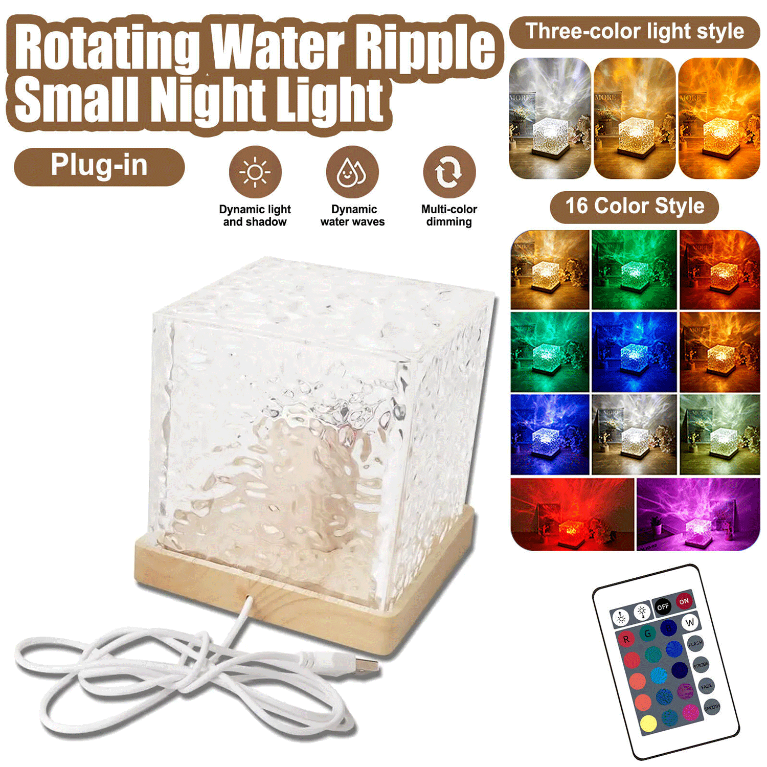 Galaxy Projector Light Ocean Wave Sensory Night Light Crystal Lamp for Bedroom