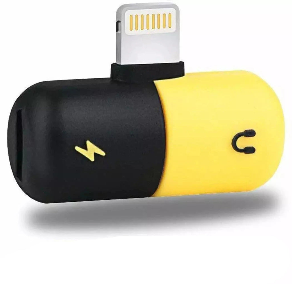 2 in 1 Mini Pill Lightning Audio Music Cable Adapter Headphone Audio Charger Splitter