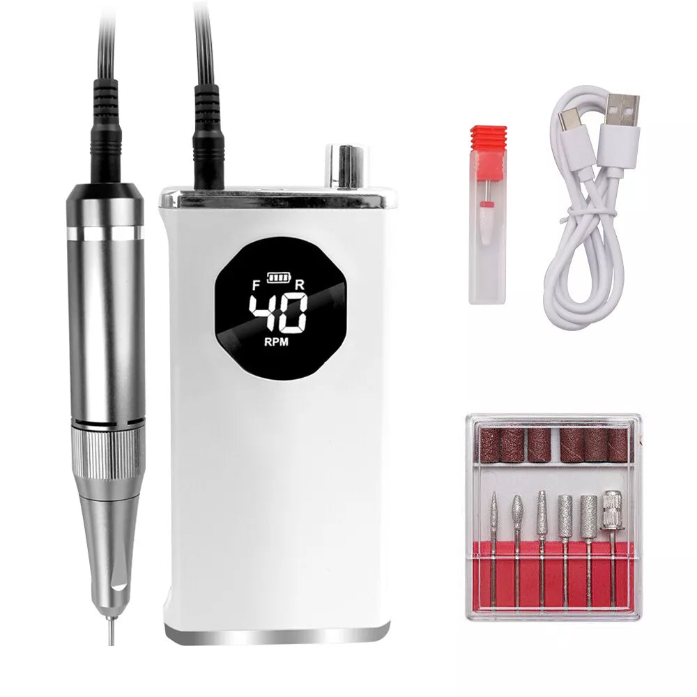 40000RPM Rechargeable Electric Nail Drill Machine Manicure Portable Nail File AU