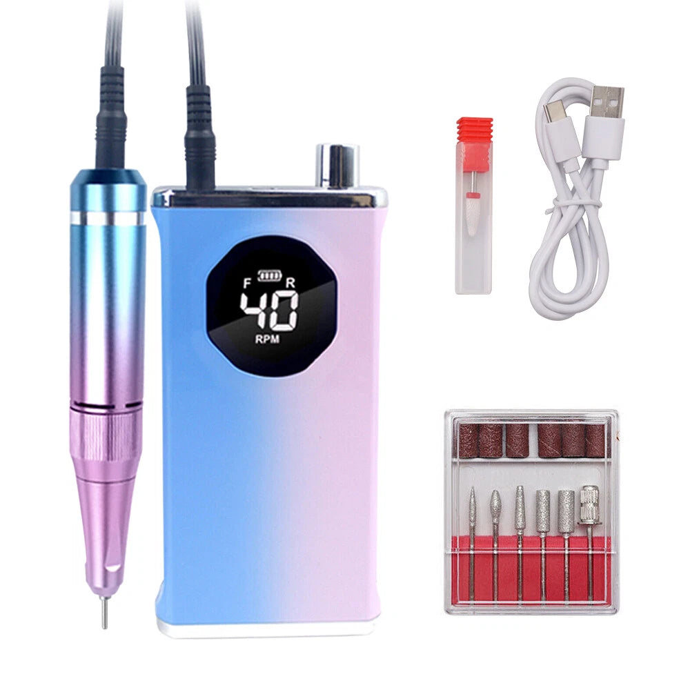 40000RPM Rechargeable Electric Nail Drill Machine Manicure Portable Nail File AU