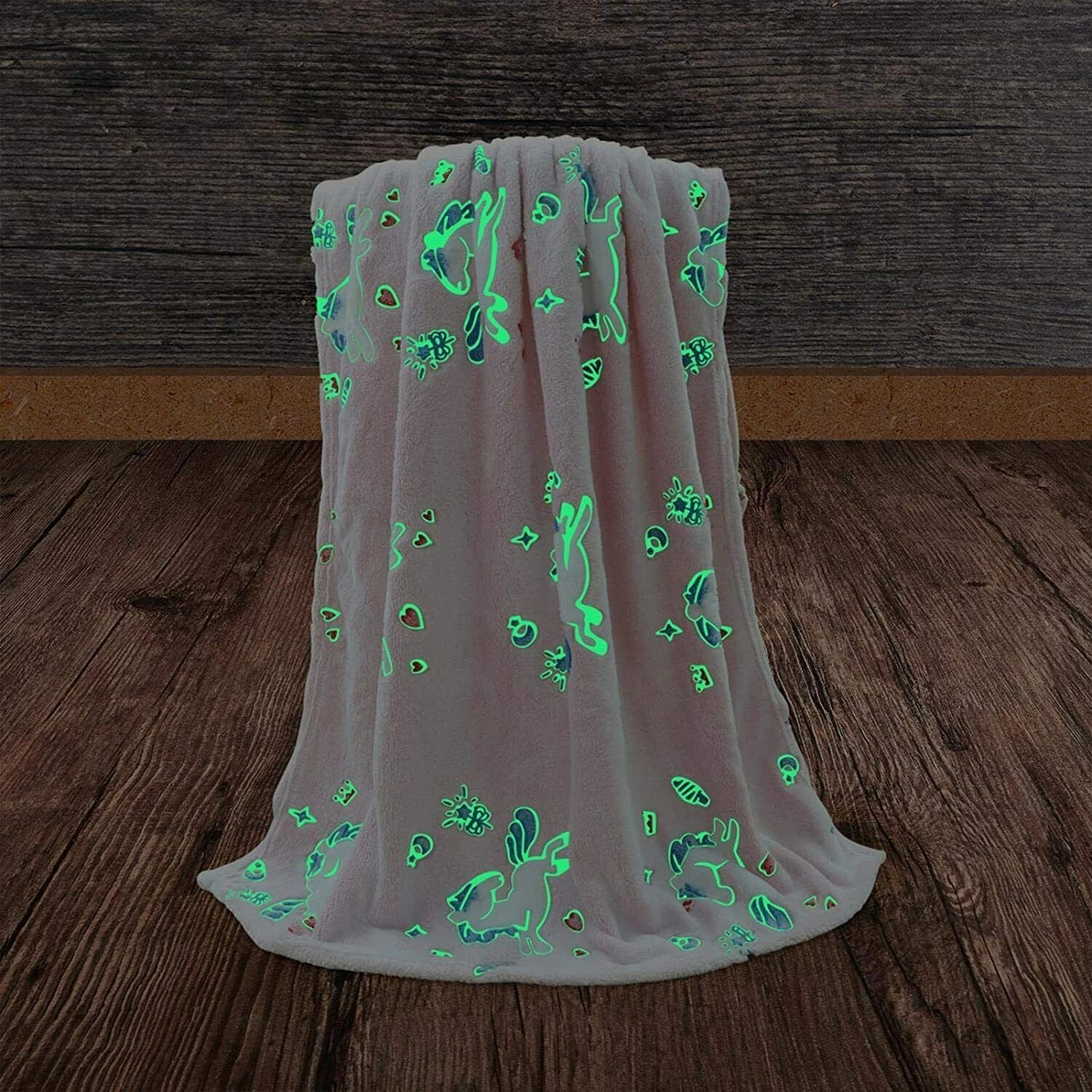 Glow in the Dark Fleece Blanket Large Sofa Throw Soft Warm Faux Fur Mink Kids