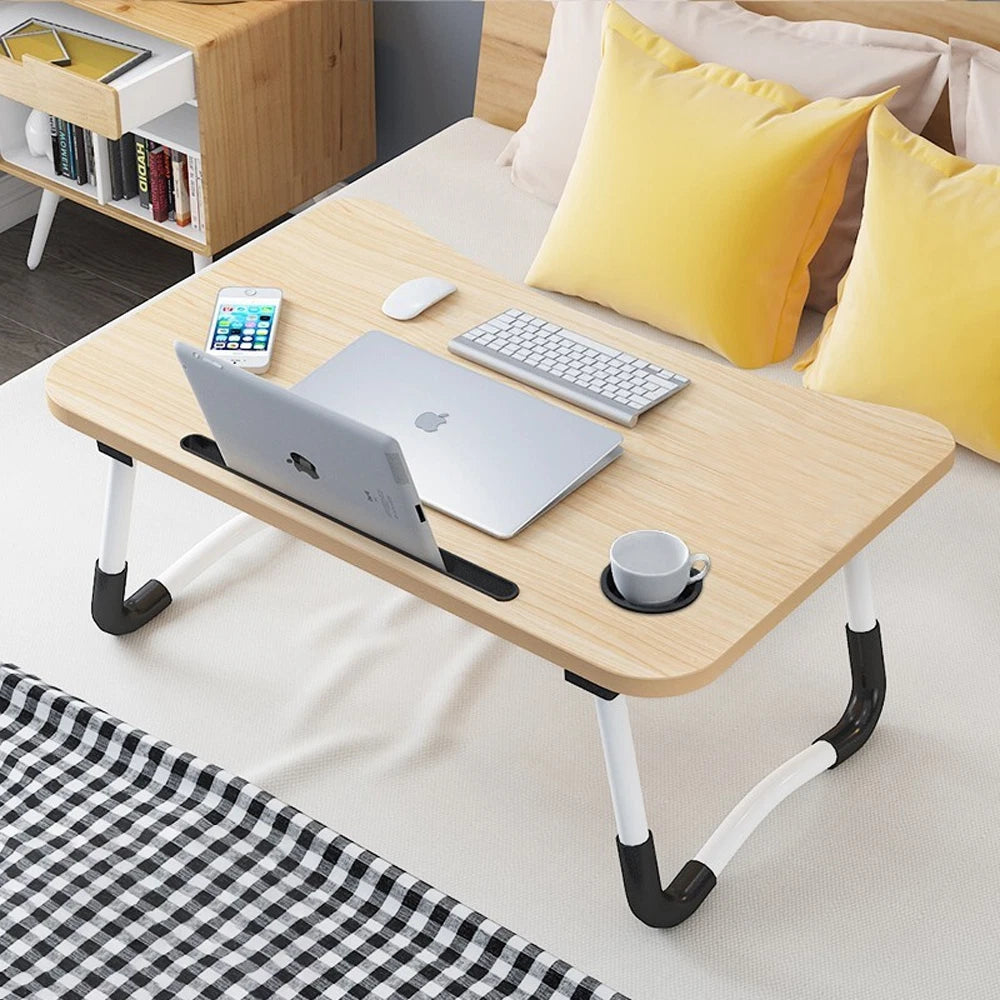 Laptop Stand Table Foldable Desk Computer Study Bed Adjustable Portable Cup Slot