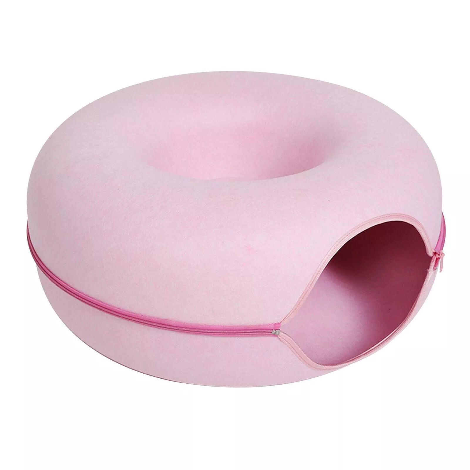 Cat Tunnel Bed Felt Pet Puppy Nest Cave House round Donut Interactive Play Toy