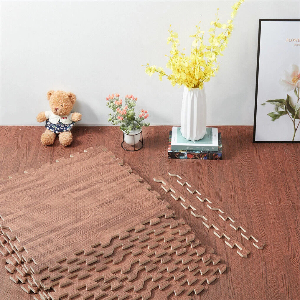 6-24X Wood Grain Floor Mats Interlocking Heavy Duty EVA Foam Tiles Safety Mat AU