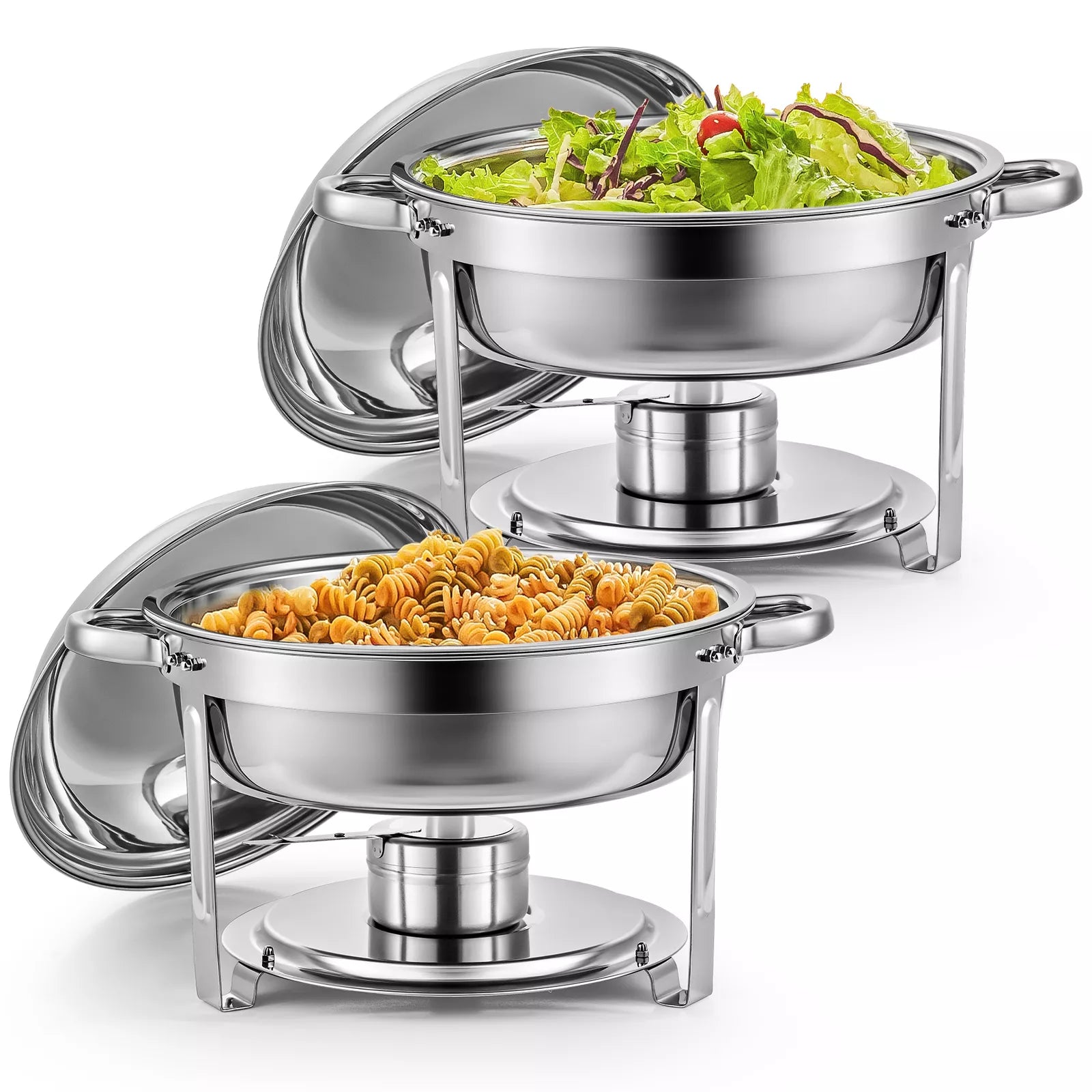 2/4 Pack Buffet Food Warmers round Chafing Dish 5L / 9L Stainless Bain Marie