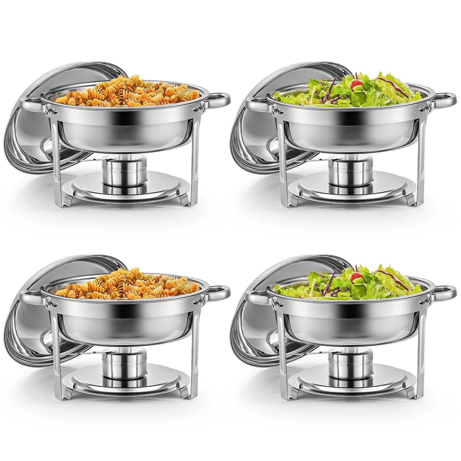2/4 Pack Buffet Food Warmers round Chafing Dish 5L / 9L Stainless Bain Marie