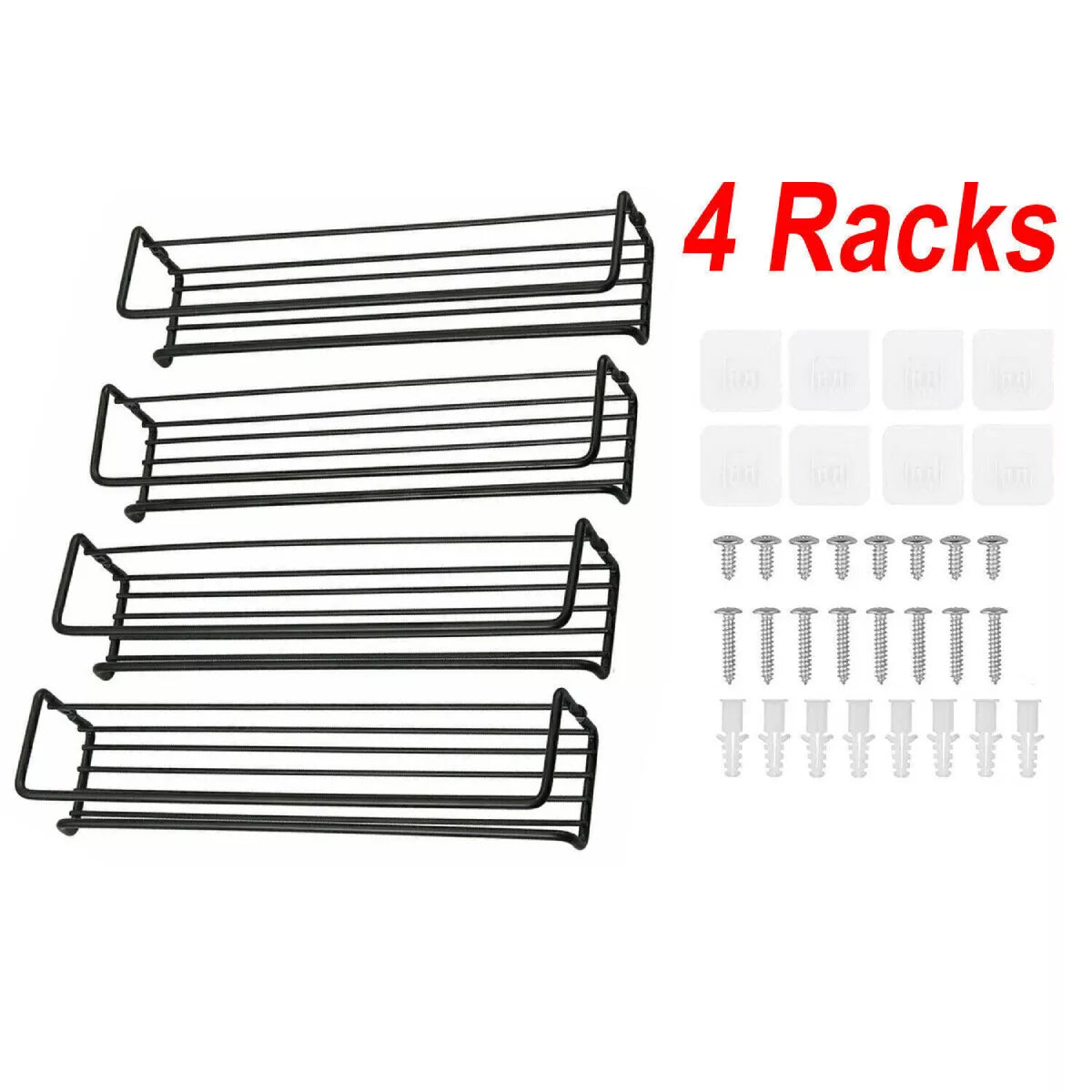 4PCS Kitchen Spice Rack Wall Mounted Shelves Can Storage Cabinet Organiser