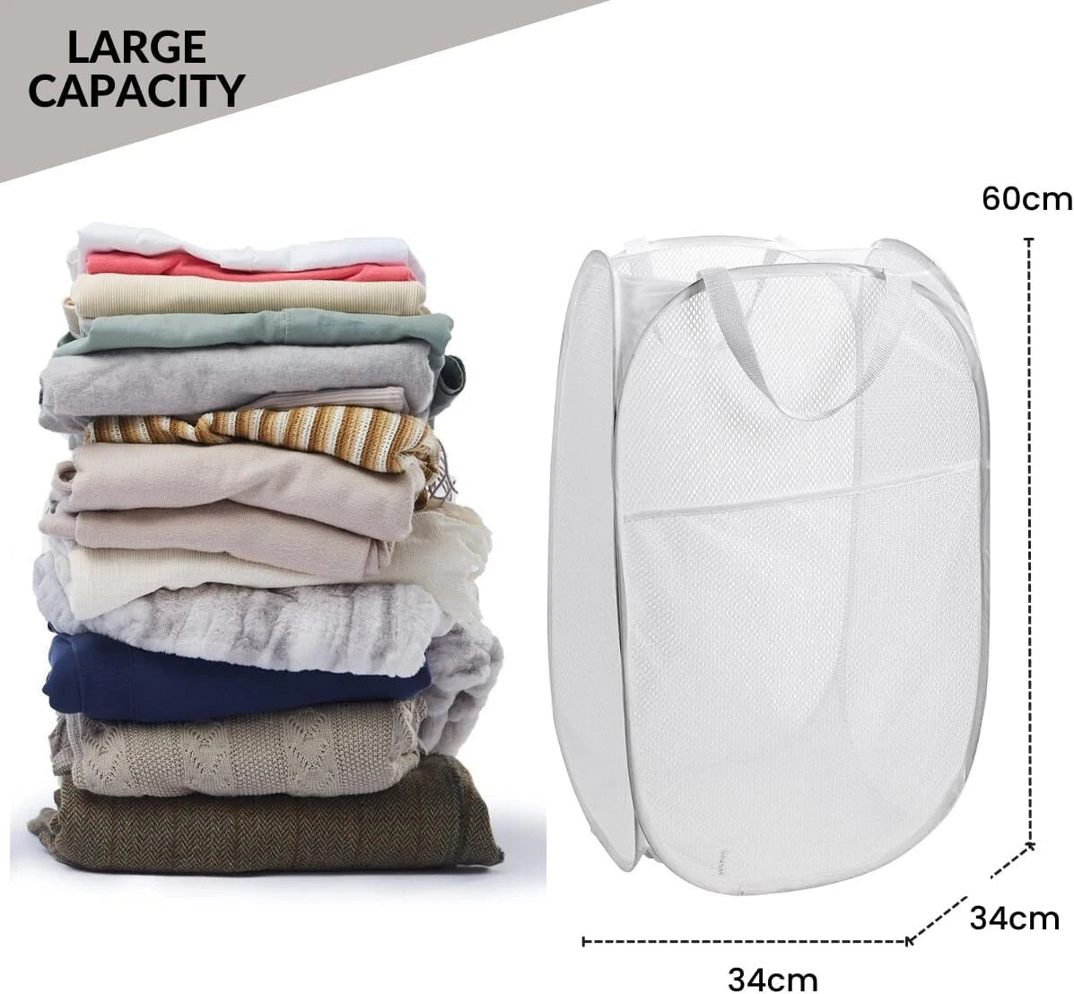 1 - 4X Foldable Laundry Washing Clothes Storage Bag Hamper Basket Bin Organizer