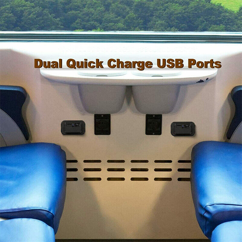 2Pcs Waterproof Dual USB Port Car Fast Charger Socket Power Outlet Panel Mount 