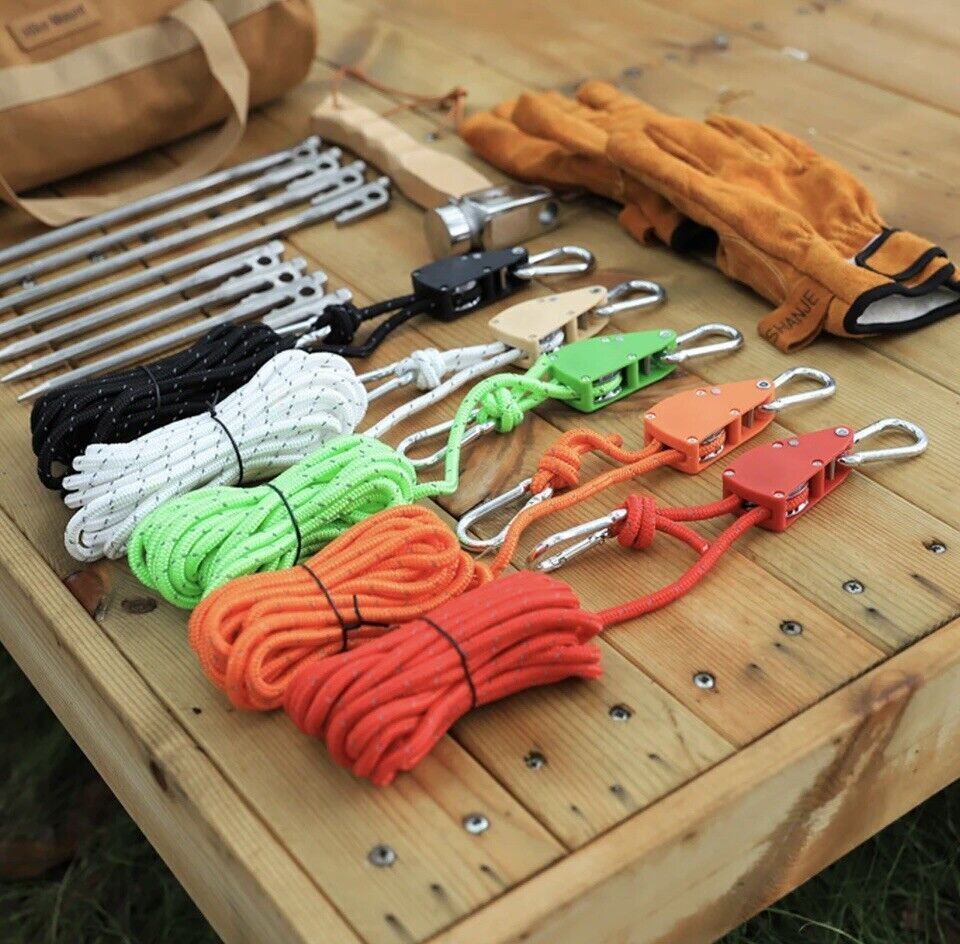 NEW 4M*4Mm-5M*6Mm Adjustable Guy Line Camping Ratchet Pulley Tent Guide Rope