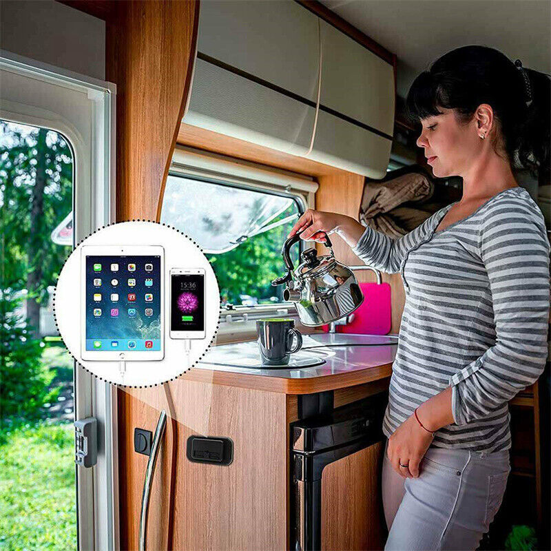 2Pcs Waterproof Dual USB Port Car Fast Charger Socket Power Outlet Panel Mount 