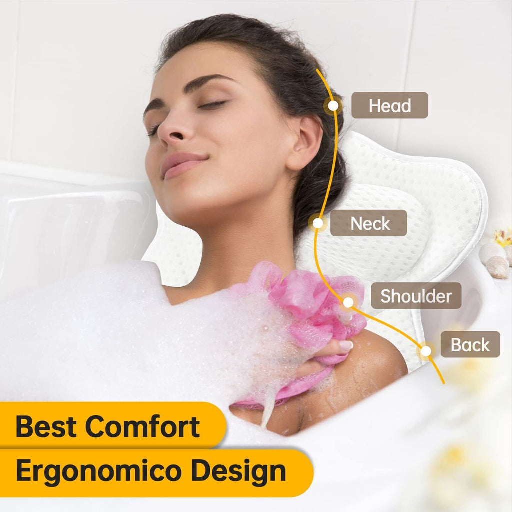 Mesh Bath Pillow Home 4D Back Neck Support Bathtub Spa Hot Tub Suction Cups New