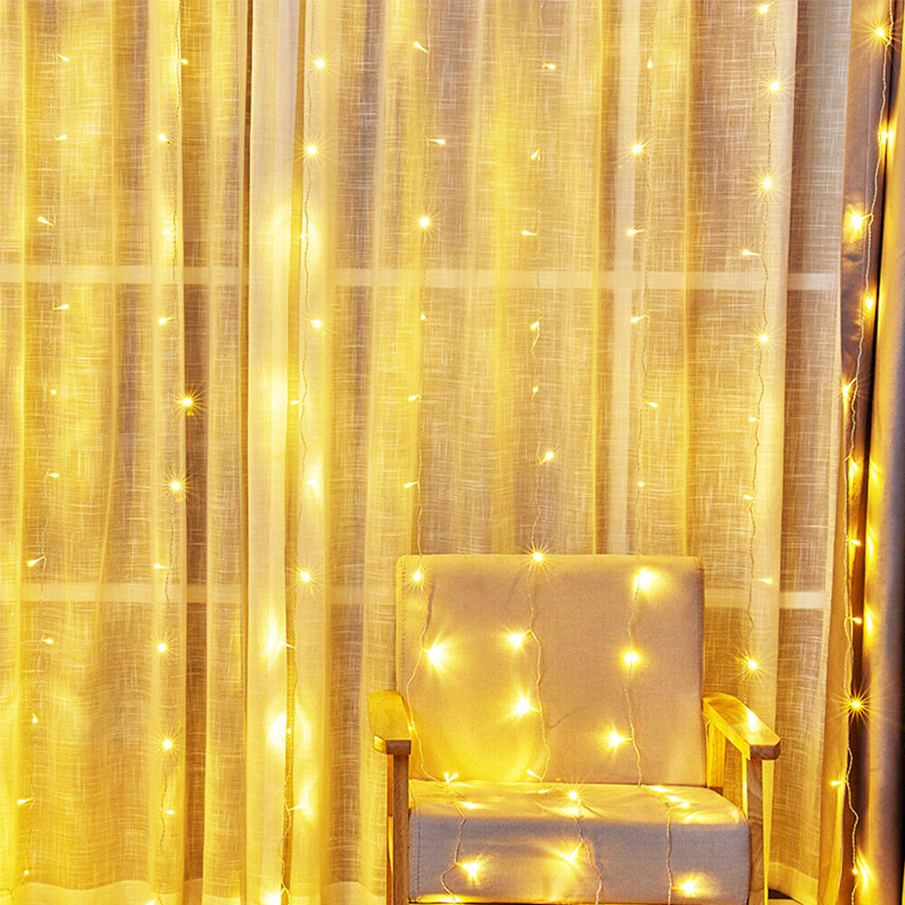 200-600 LED Curtain Light Fairy String Lights Outdoor Wedding Party Romantic