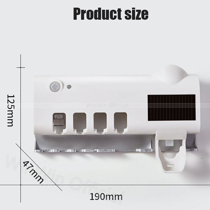 AU Toothbrush Holder with UV Steriliser Automatic Toothpaste Dispenser Squeezers