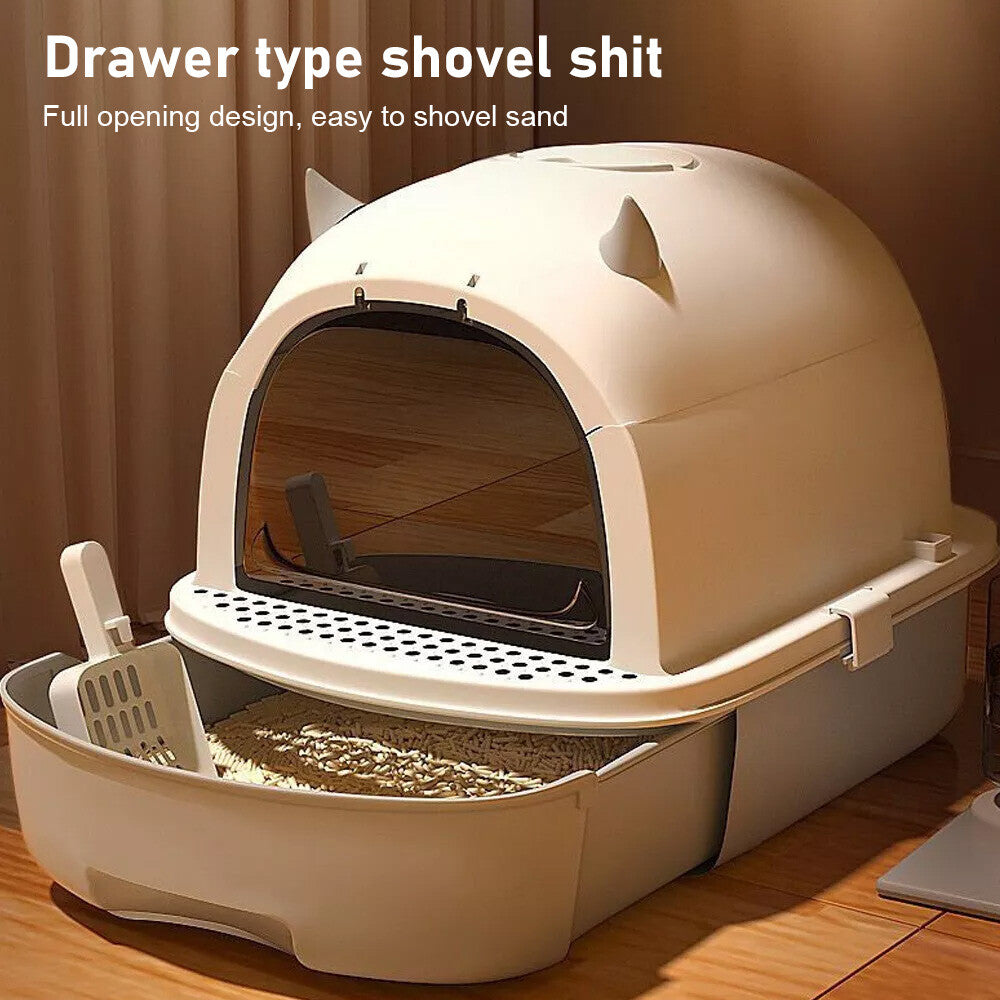 Large Cat Litter Box Self Cleaning Pan Drawer Anti-Splashing Cat Potty Tray AU