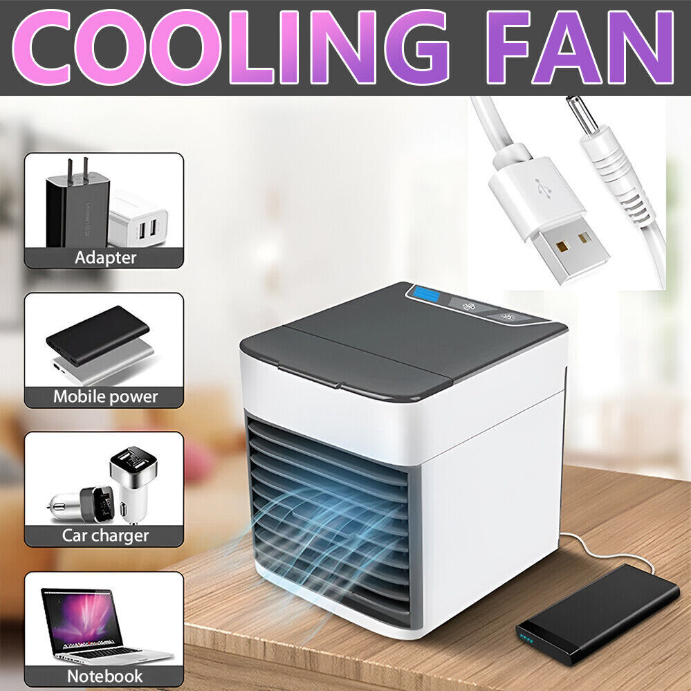 Portable Mini Air Cooler Fan Air Conditioner Cooling Fan Humidifier Desk USB Fan
