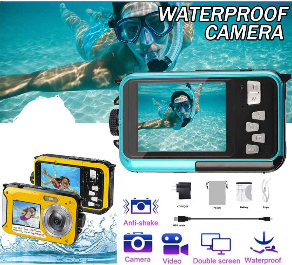 Dual Screens Full HD 2.7K 48MP Digital Camera LCD Displays Underwater Camera