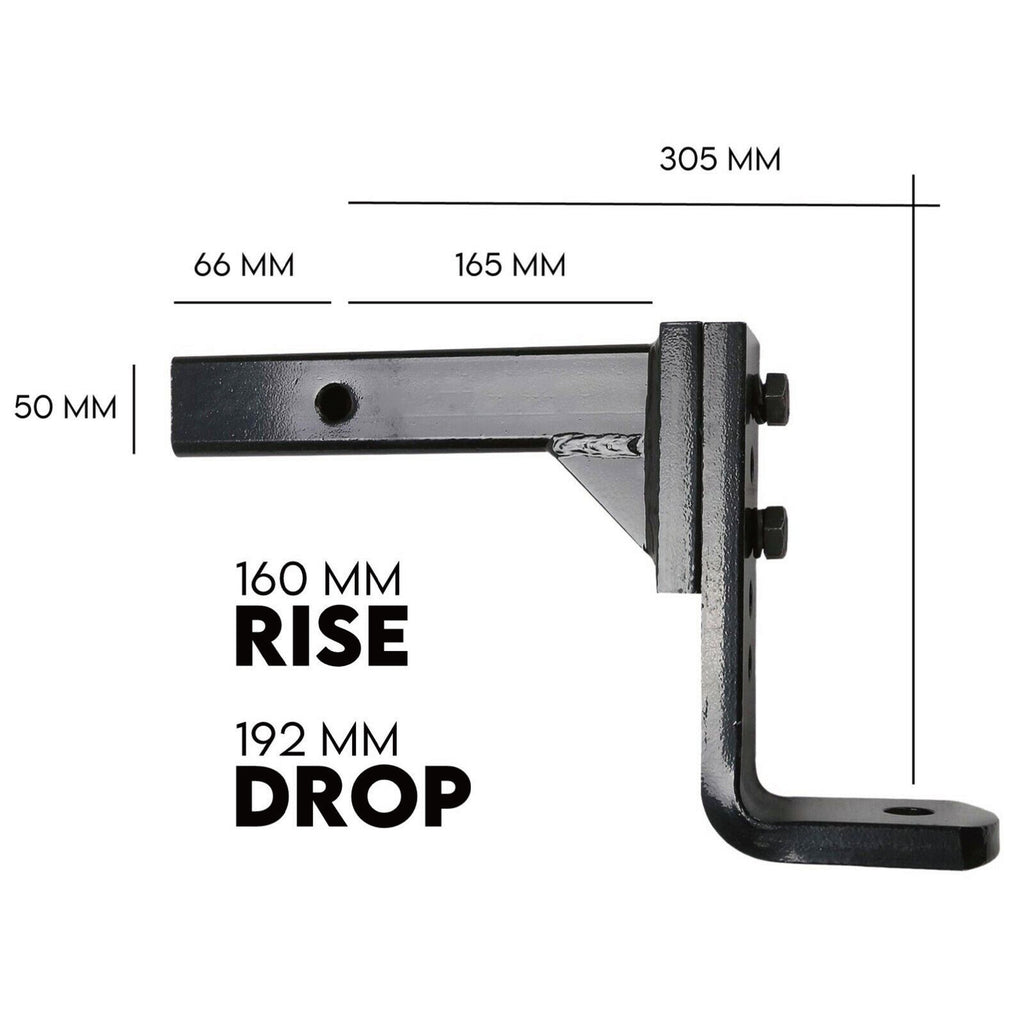 4000KG Tow Hitch Ball Towbar Drop Mount Tongue Trailer Tow Bar Adjustable Height