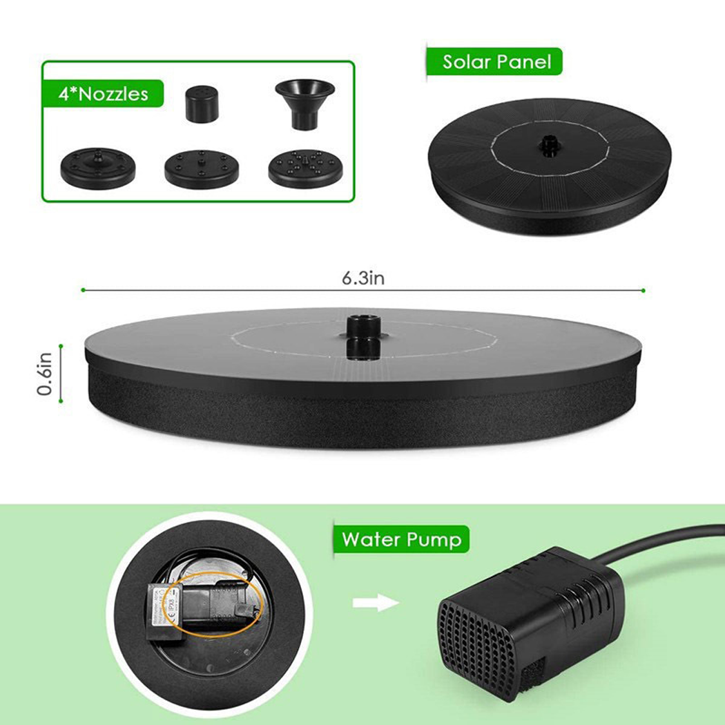 2024 High Temperature Resistant Outdoor Solar Powered Floating Bird Bath Water Fountain Pump Garden Pond AU  