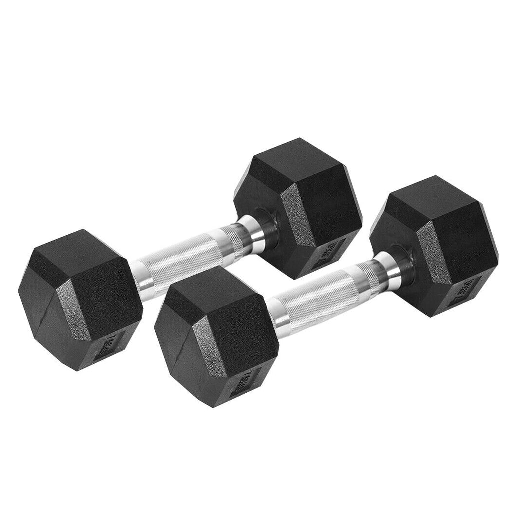 1KG to 40KG Rubber Hex Dumbbell Fitness Home Gym Exercise Strength Weight