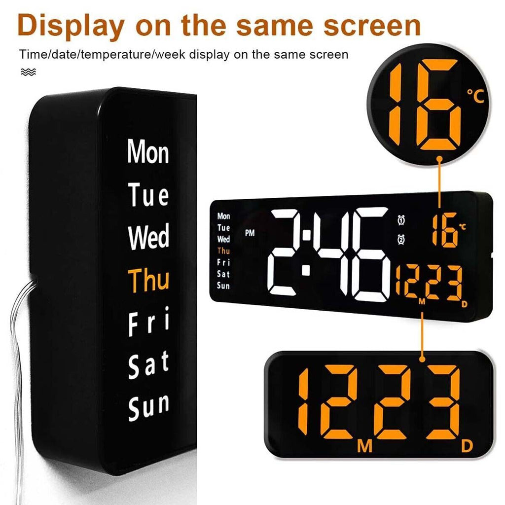 Large Digital Big Jumbo LED Wall Desk Clock Display with Calendar Temperature AU