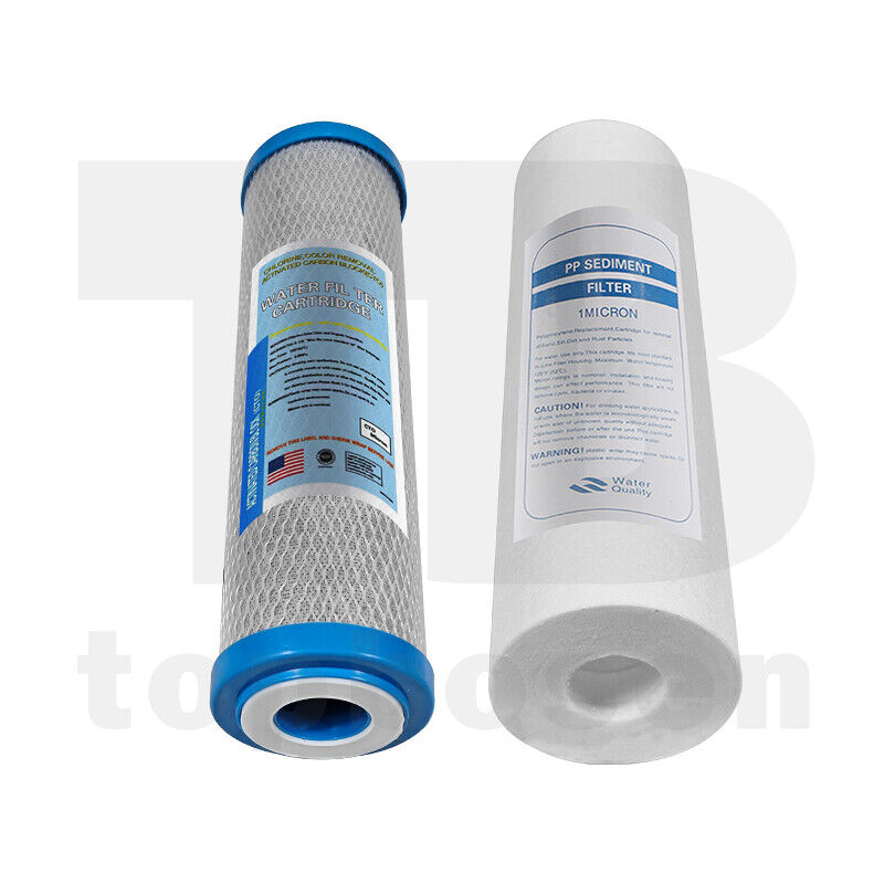 2 Set 0.5 Micron Sediment Coconut Carbon Replacement Water Filter Cartridges