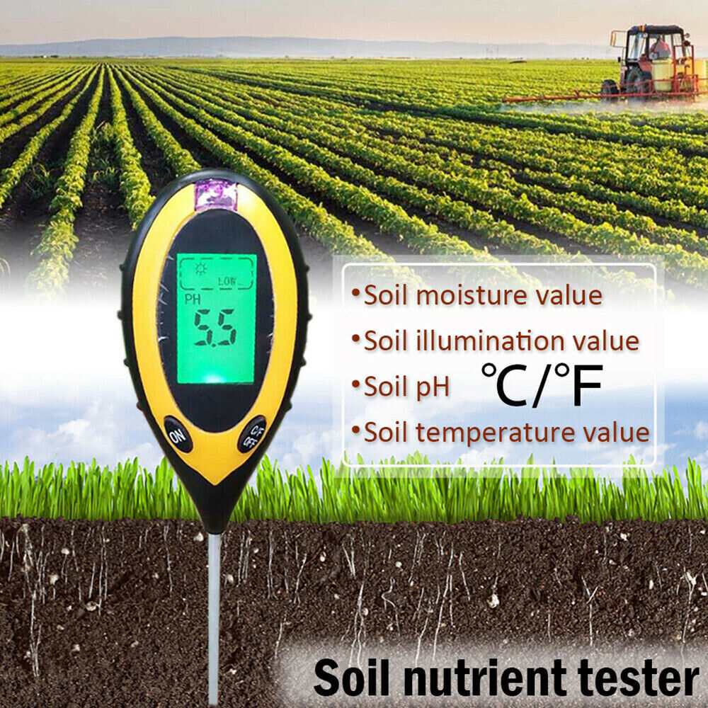 4 in 1 Soil PH Tester Moisture Sunlight Light Test Meter Tool Garden Farm Plants