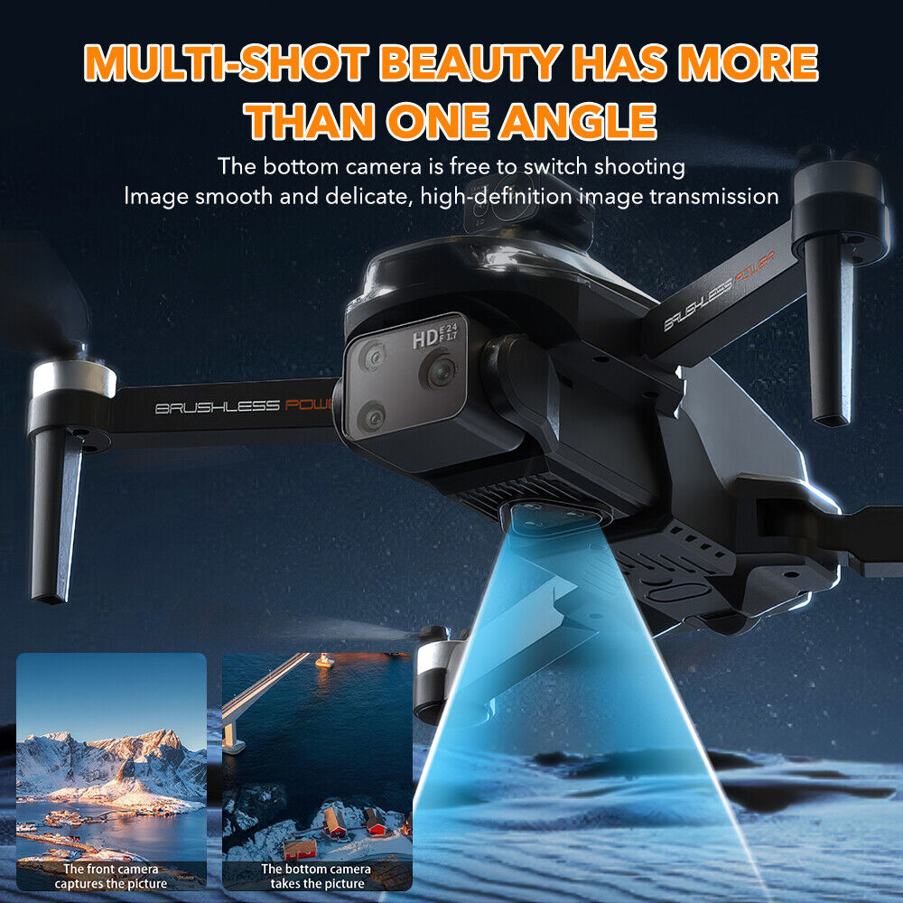 8K Wifi Brushless Drone with HD Triple Camera Foldable GPS 5G RC Quadcopter Toys