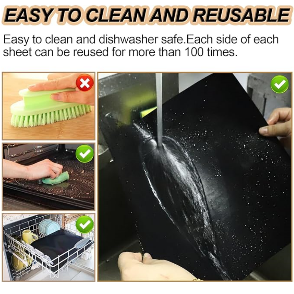  Reusable BBQ Grill Mat Bake Cooking Sheet Non-Stick BBQ Pad Heavy Duty 5Pcs