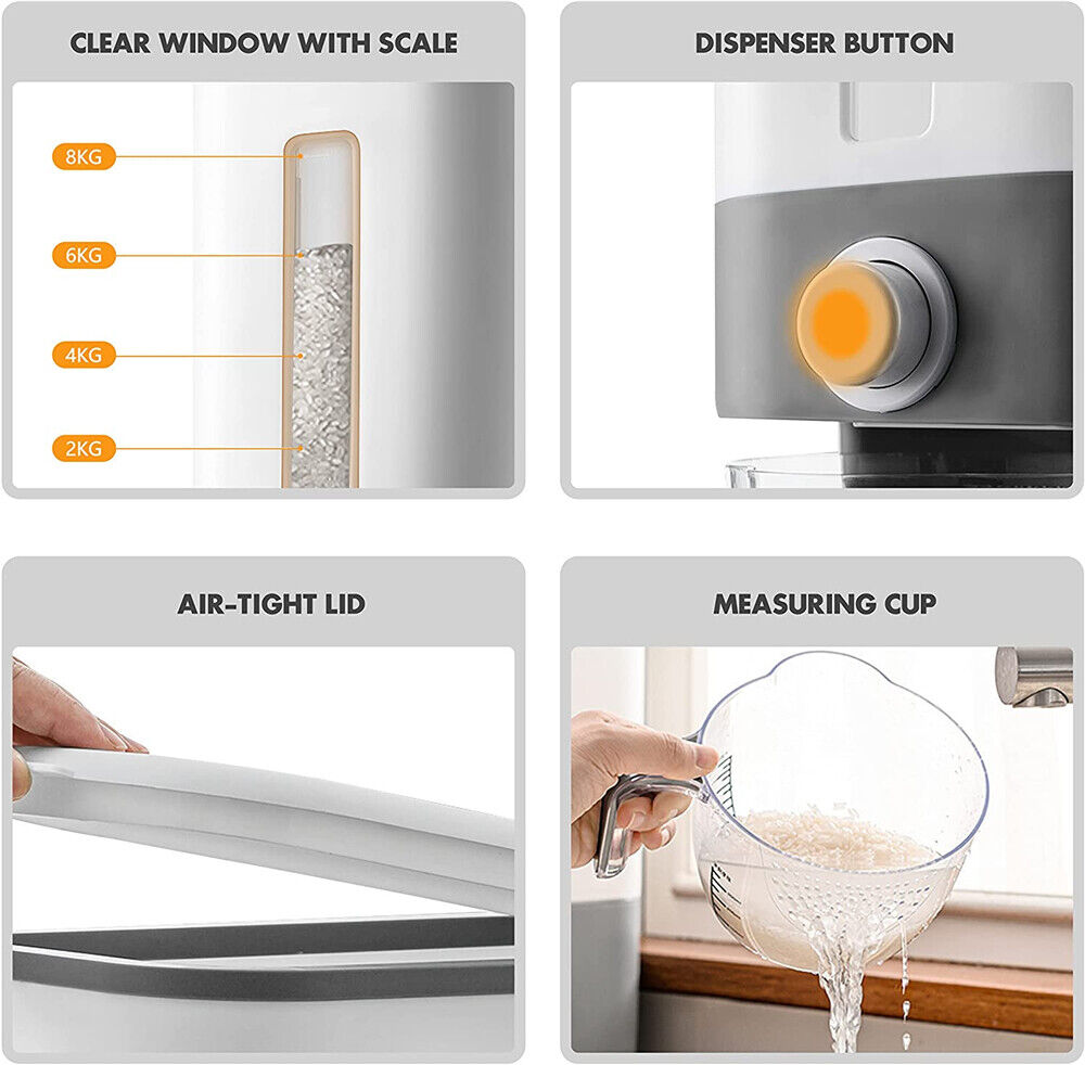 Auto Plastic Dry Food Storage Dispenser Container Airtight Cereal Rice Lid Box