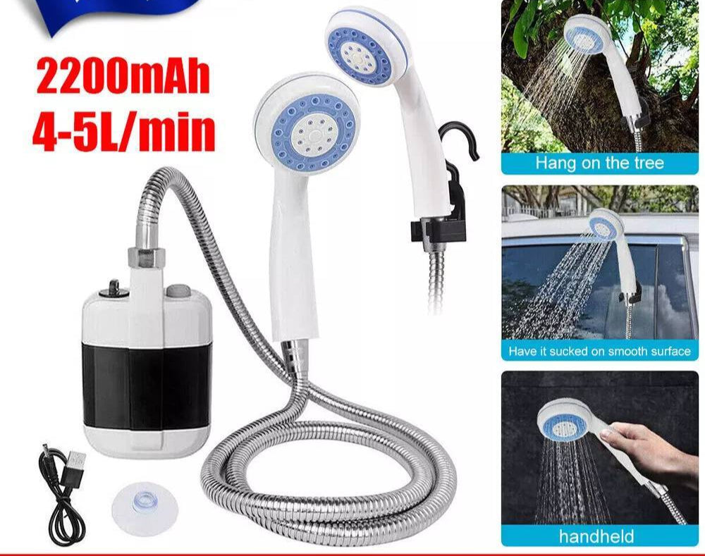 Portable Camping Mobile Shower Pump Outdoor Electric Bath Tool USB Rechargeable