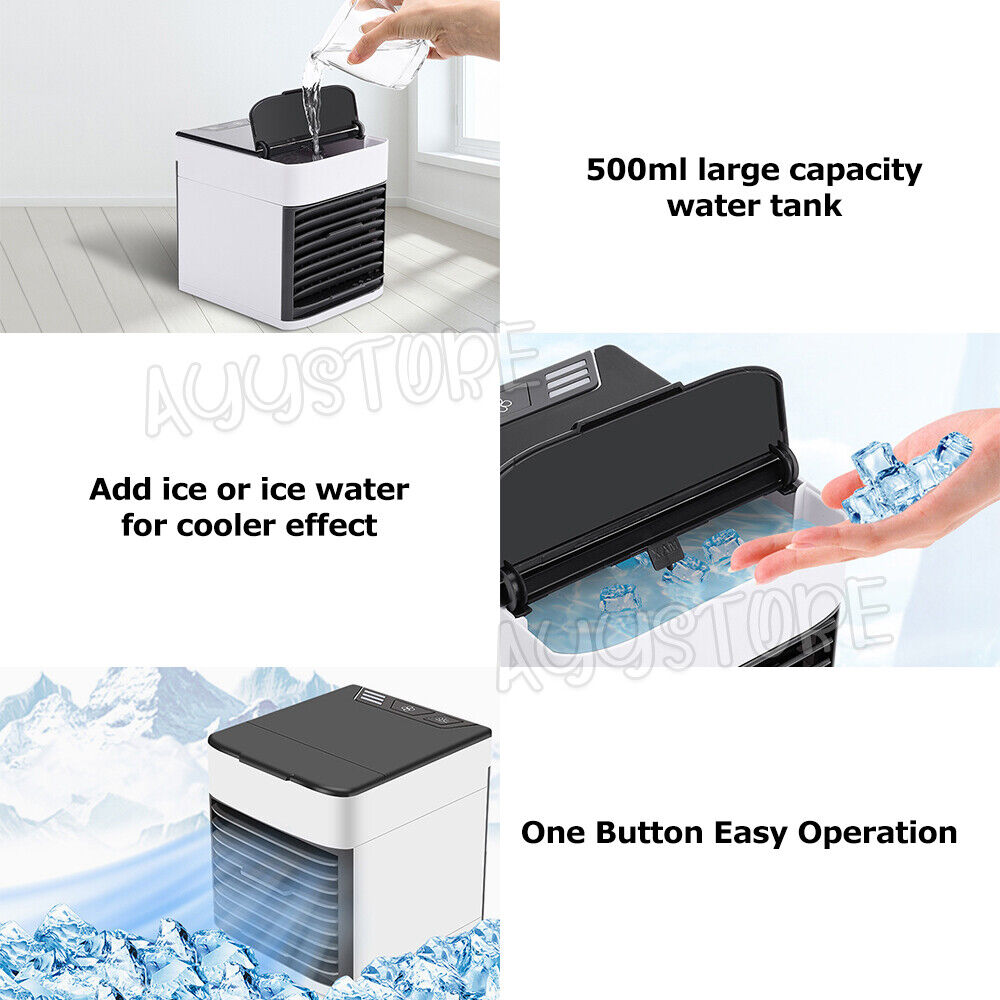 Portable Mini Air Cooler Fan Air Conditioner Cooling Fan Humidifier Desk USB Fan
