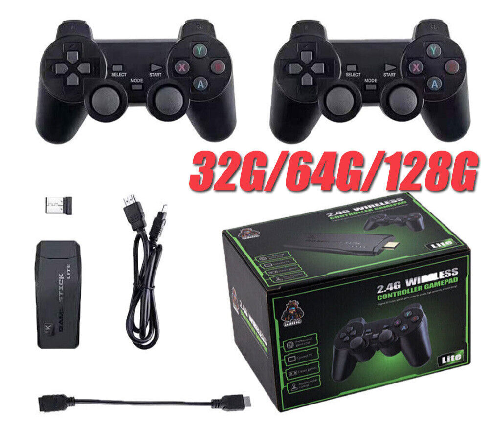 4K HDMI TV 20000+ Video Game Stick Retro Gaming Plug & Play Console With 2 Wireless Controller 