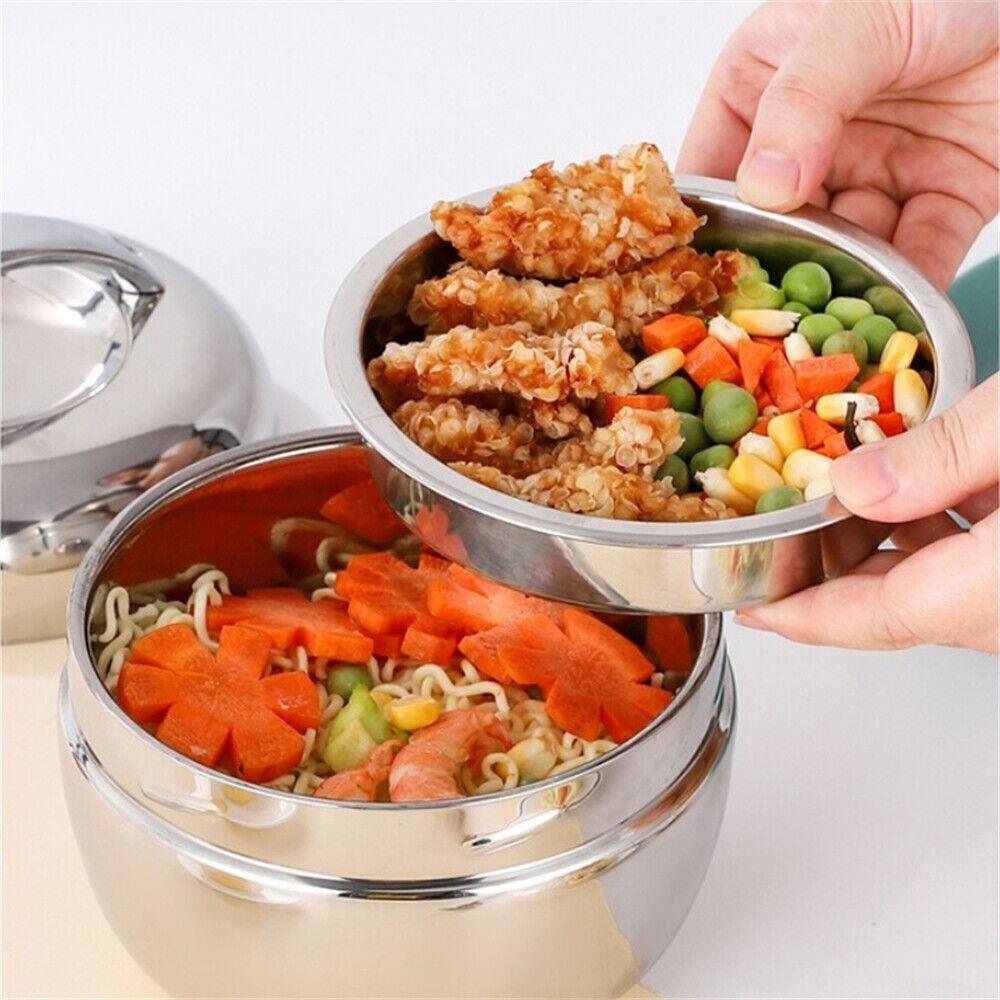 Stainless Steel Thermo Insulated Thermal Lunch Bento Box round Food Container