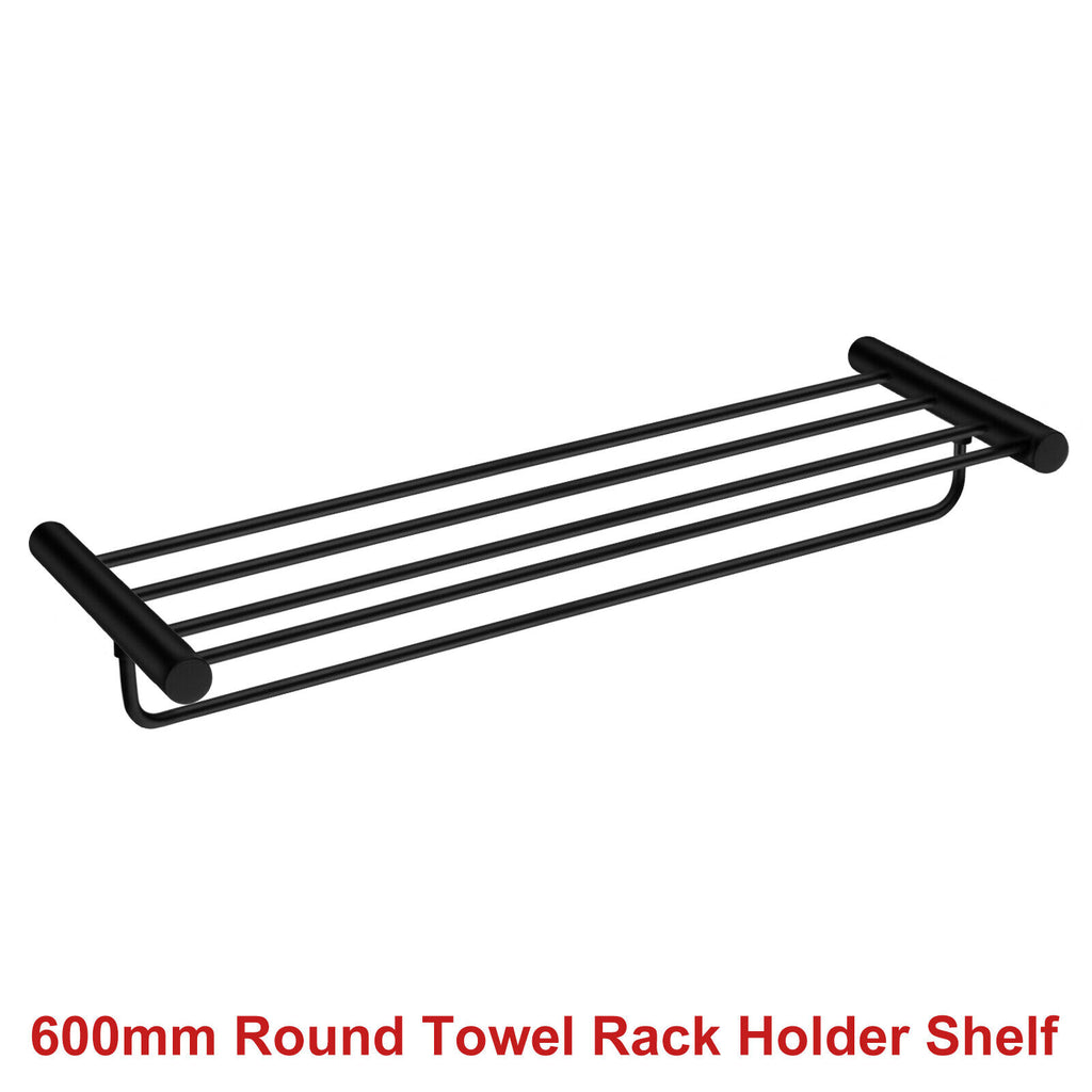 ACA Bath Towel Rail Rack Hook Toilet Brush Paper Holder Accessory Black