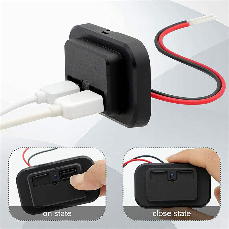 2Pcs Waterproof Dual USB Port Car Fast Charger Socket Power Outlet Panel Mount 