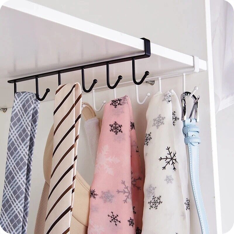 1-4X 6 Hooks Metal under Shelf Hook Kitchen Cupboard Cabinet Mug Cup Rack Holder