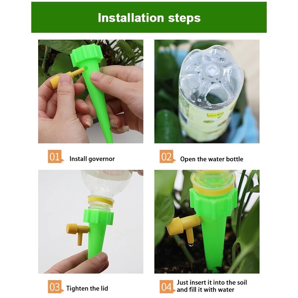24X Drip Irrigation System Kit Drippers Self Watering Spikes Plant Flower Garden