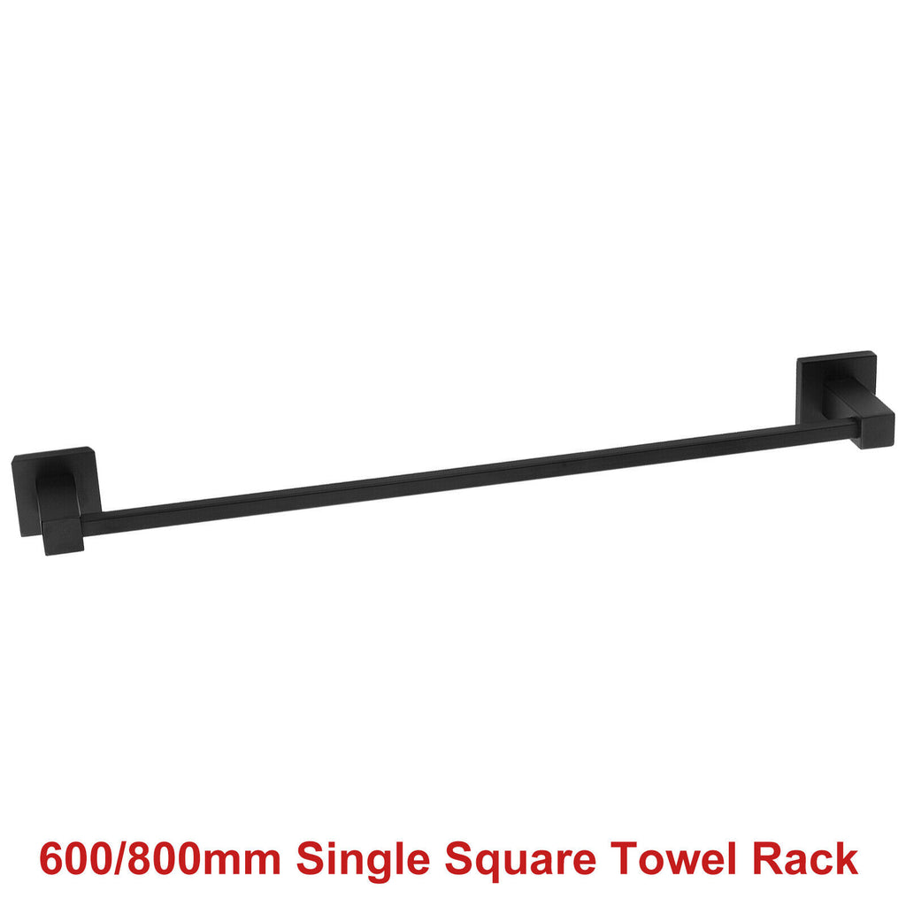 ACA Bath Towel Rail Rack Hook Toilet Brush Paper Holder Accessory Black