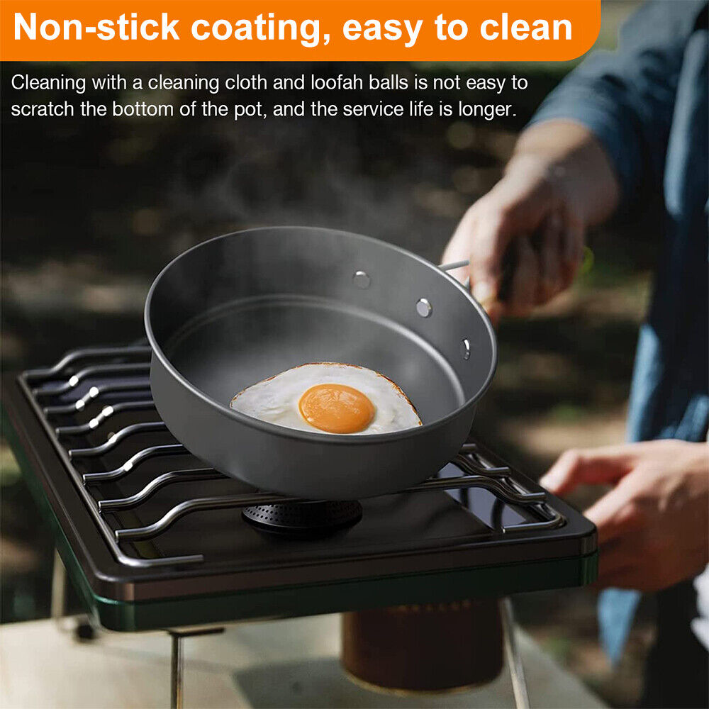 8PCS Camping Cookware Set Cooker Outdoor Hiking Cooking Pan Pot Stove Pinic Kit