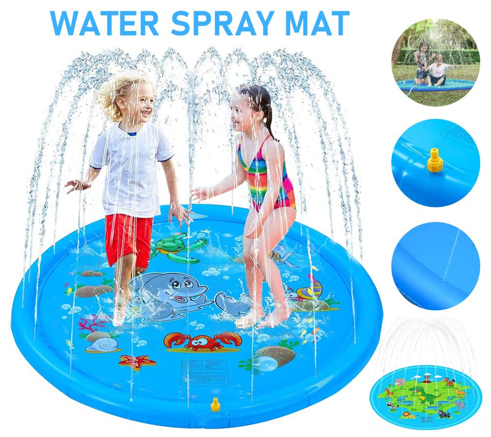 170CM Outdoor Kids Splash Sprinkler Water Play Pad Mat Inflatable Spray Pool Toy